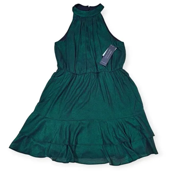 Adrianna Papell Women's Sleeveless Halter Neck Dress Green Party Cocktail Sz 8 - Picture 2 of 9